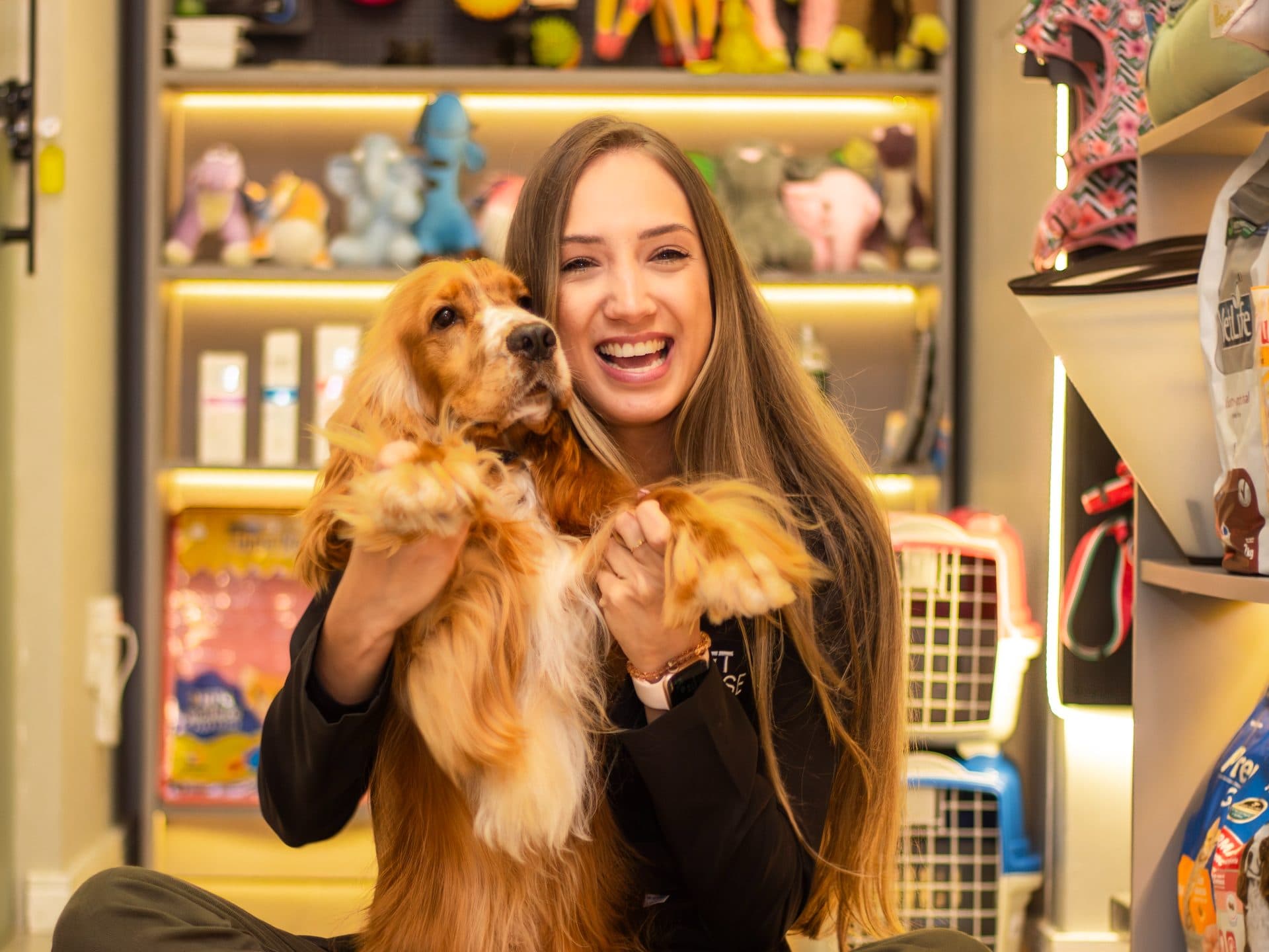 Cachorro feliz em atendimento